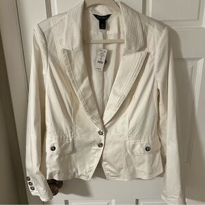 NEW White House Black Market Women's Trapunto Stitching Blazer White Size 16